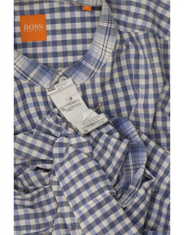 Camisa Hugo Boss Hombre Algodón Vichy Azul Medio