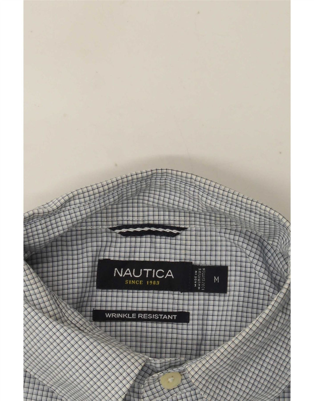 Camisa Nautica Hombre Algodón Vichy Azul Medio