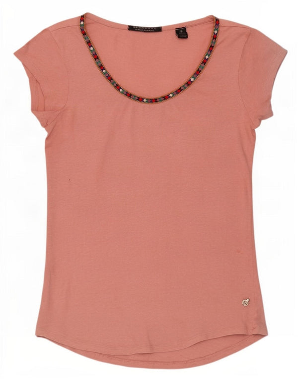 Maison Scotch Camiseta para mujer Top UK 12 Algodón geométrico rosa medio