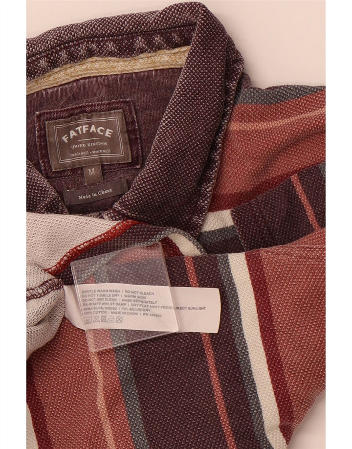 FAT FACE Polo de hombre de algodón a rayas en color burdeos medio