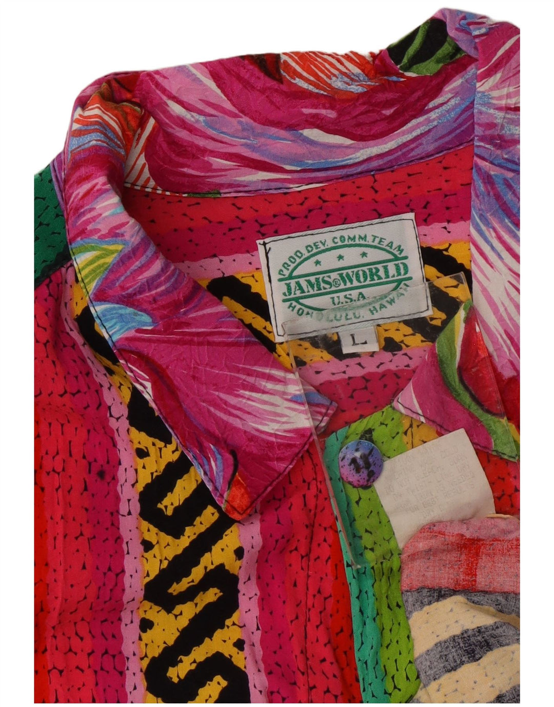 JAMS WORLD Camisa de manga corta para hombre Rayón de rayas multicolor grande