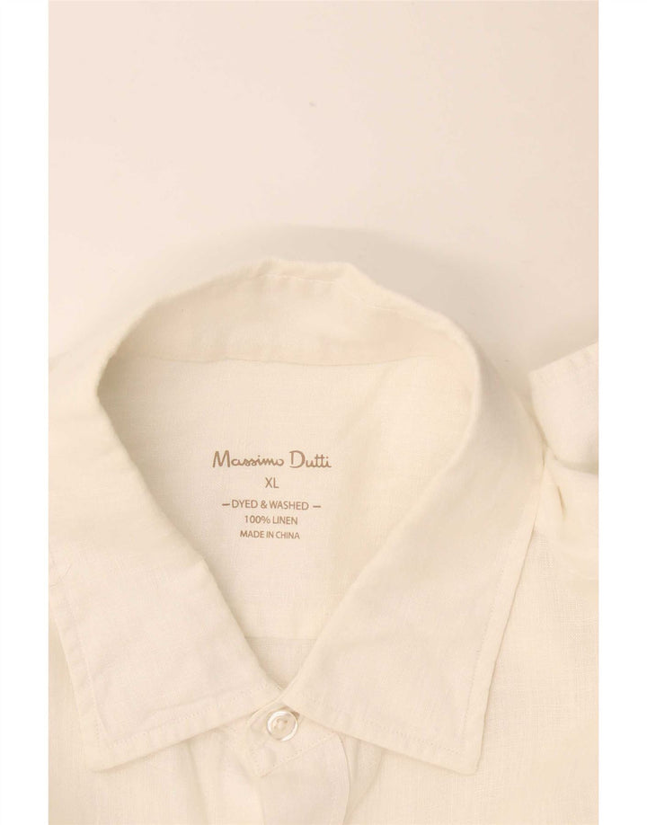 Camisa Massimo Dutti Hombre XL Lino Blanco