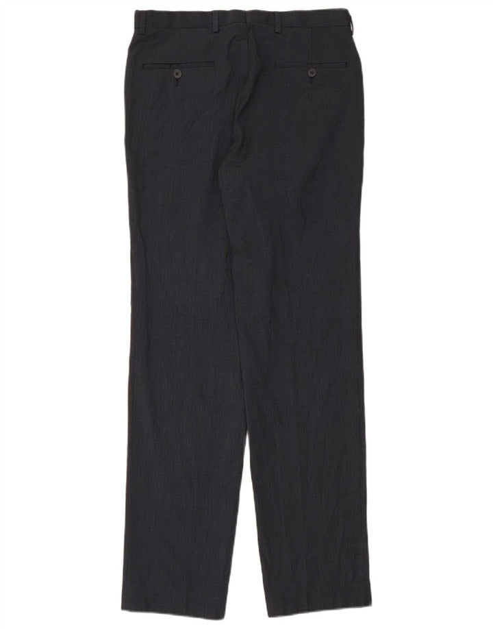 Marks & Spencer Pantalón de traje recto para hombre W30 L33 Poliéster azul marino