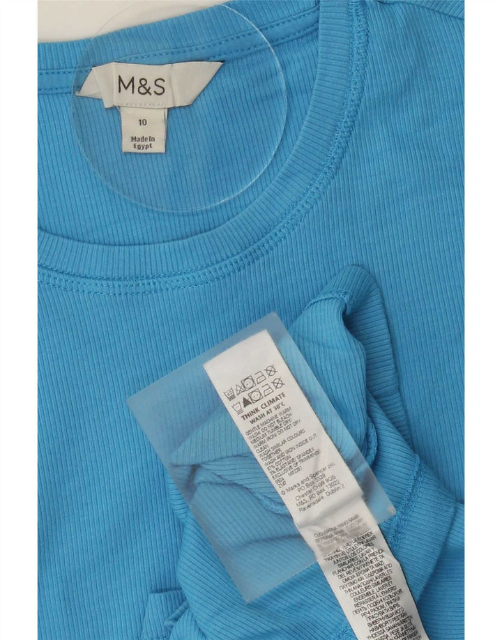 Marks & Spencer - Camiseta de manga larga para mujer, talla 40, talla pequeña, algodón azul