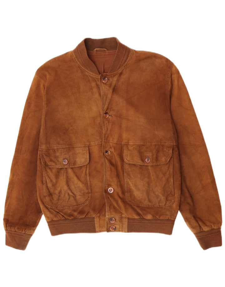 Vintage hombres ante bomber chaqueta IT 52 XL cuero marrón