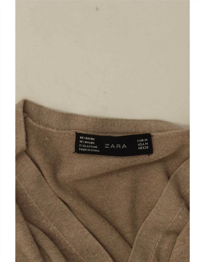 Zara - Jersey con cuello en V para mujer, talla 40, color gris medio