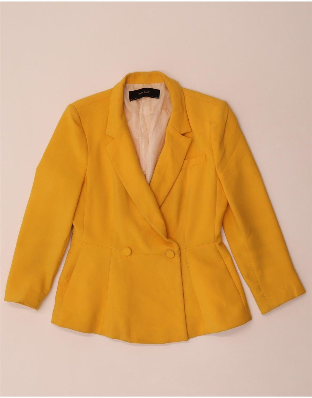 Zara - Chaqueta tipo blazer con doble botonadura para mujer, talla 40, color amarillo