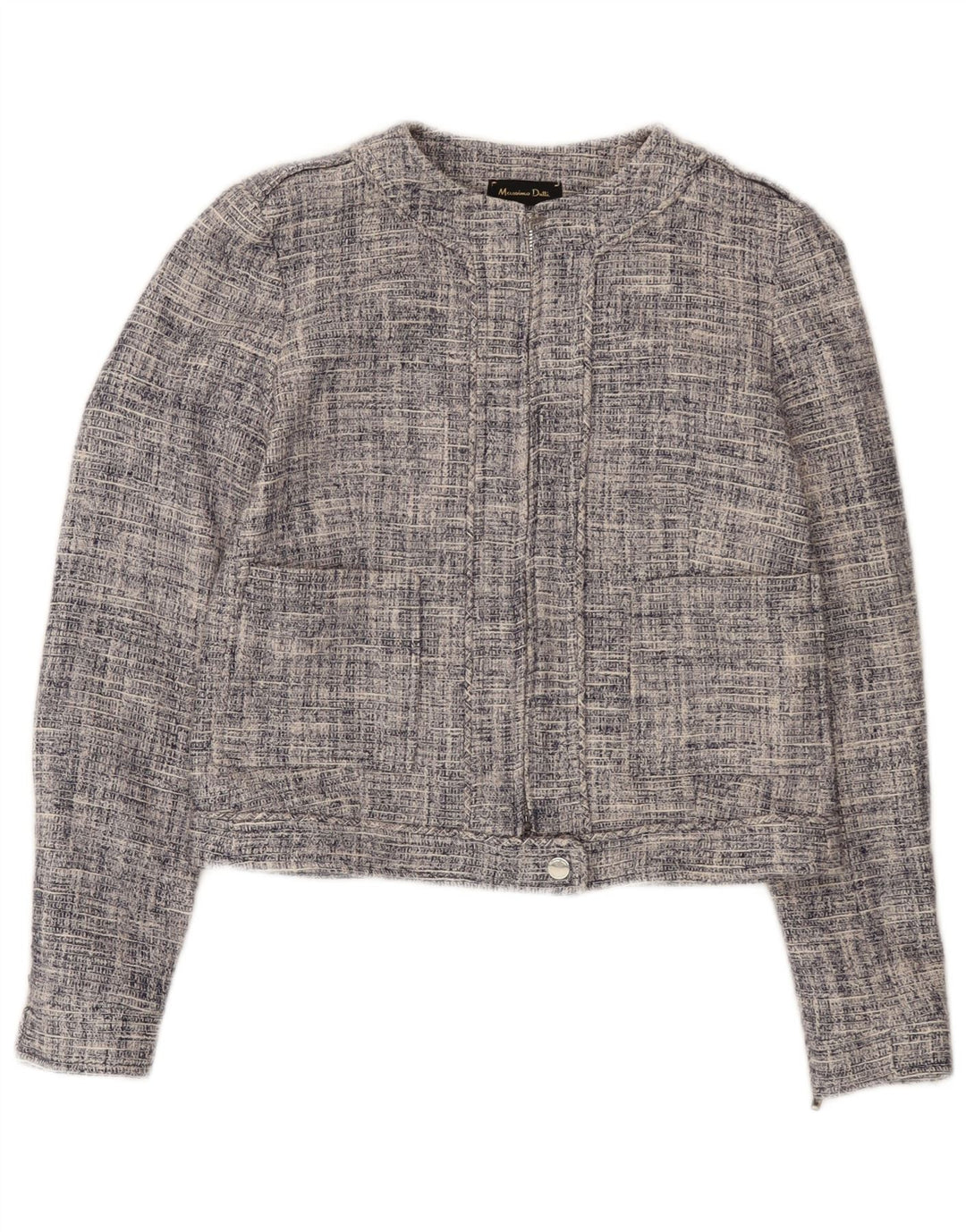 Massimo Dutti Chaqueta Corta con Cremallera Completa para Mujer EU 36 XS Azul Marino Algodón