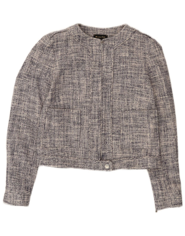 Massimo Dutti Chaqueta Corta con Cremallera Completa para Mujer EU 36 XS Azul Marino Algodón