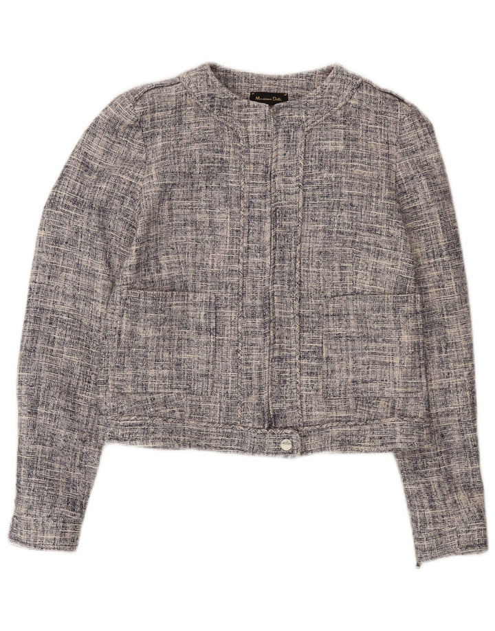 Massimo Dutti Chaqueta Corta con Cremallera Completa para Mujer EU 36 XS Azul Marino Algodón