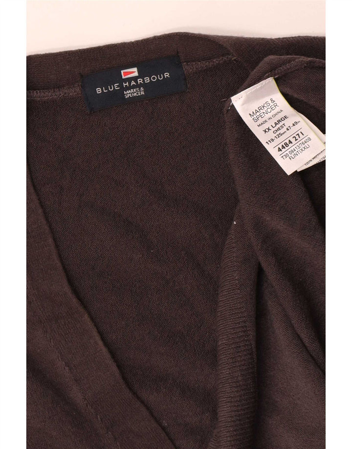 Marks & Spencer - Cárdigan azul para hombre (2XL, acrílico gris)