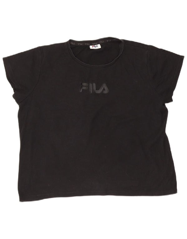 Fila Camiseta corta extragrande con gráfico para mujer UK 18 XL Algodón negro