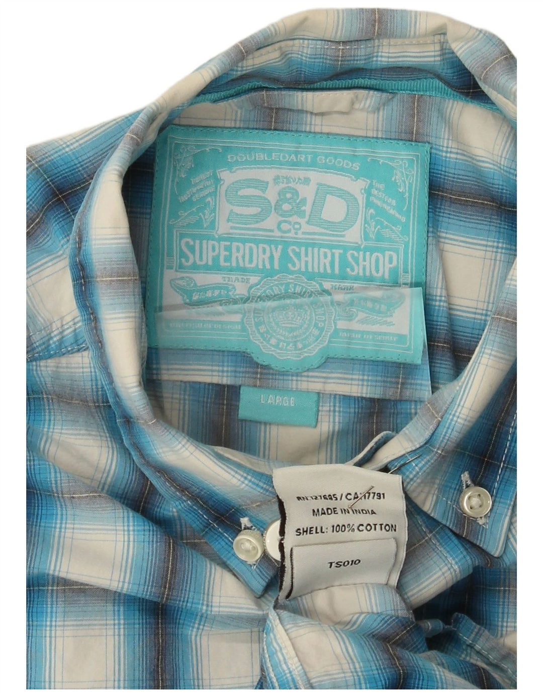 Camisa Superdry para hombre de algodón a cuadros azules grandes