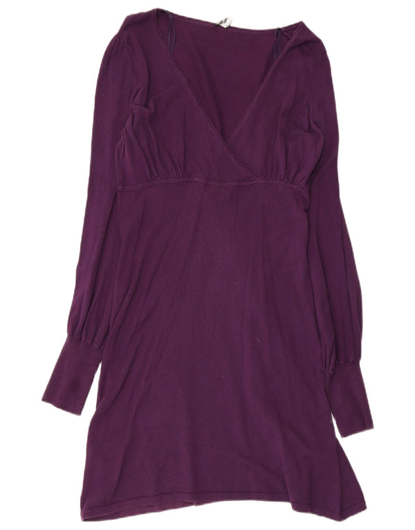Vestido tipo jersey de manga larga para mujer Oasis UK 44 Algodón morado mediano