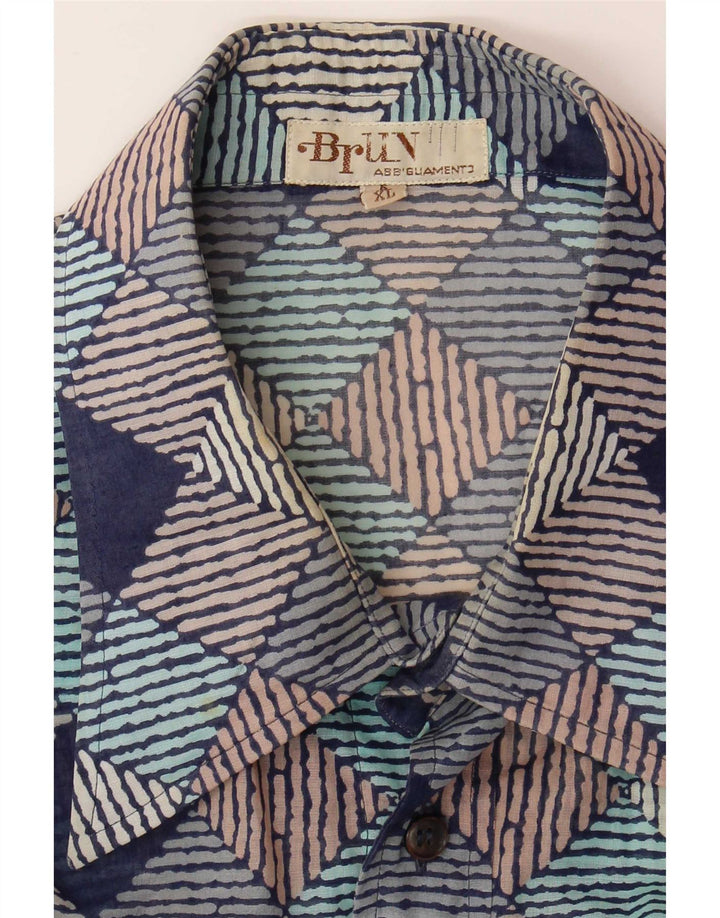 Camisa Vintage Hombre Manga Corta XL Geométrica Multicolor