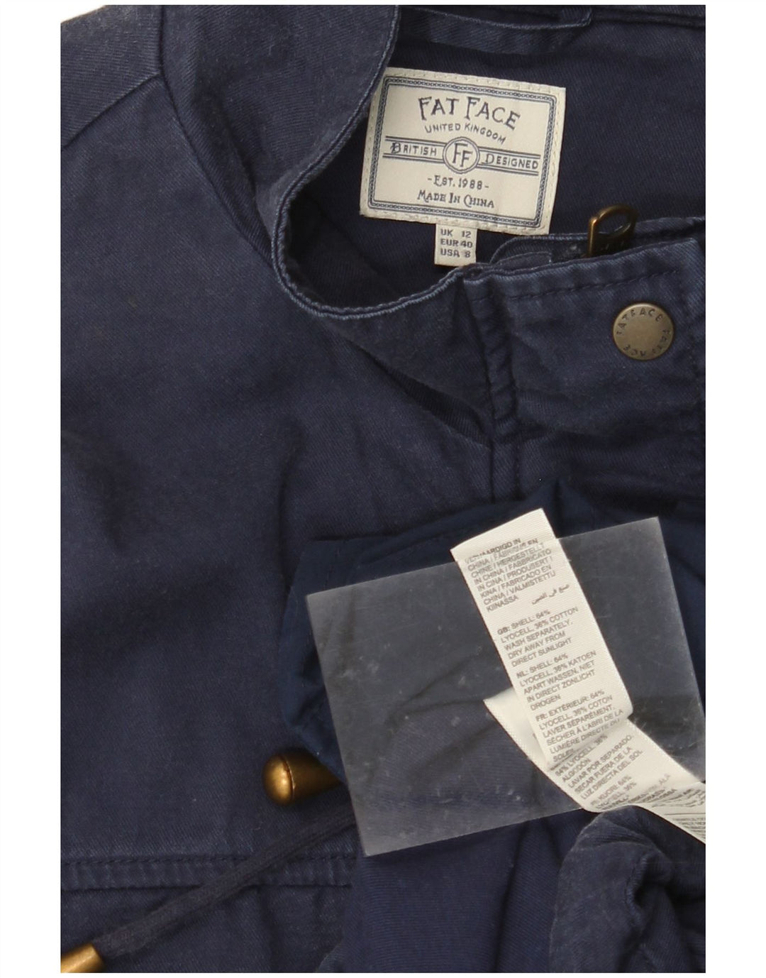 FAT FACE Chaqueta militar para mujer UK 42 Medum Azul marino Lyocell