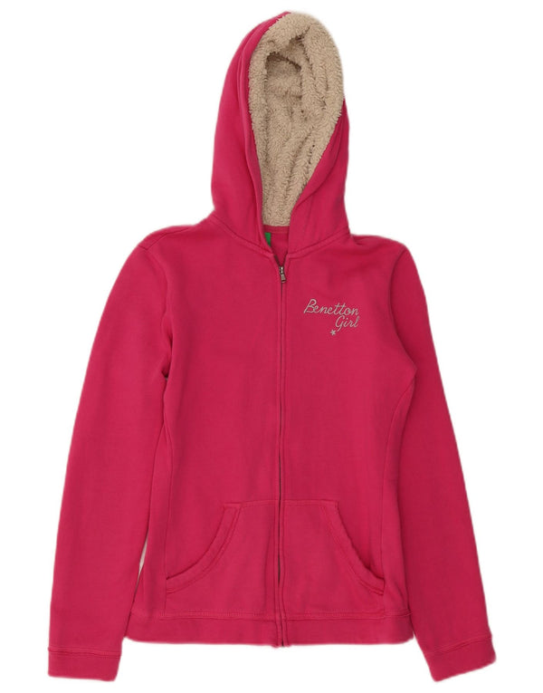 Benetton Sudadera con capucha y cremallera gráfica para niña 11-12 años 2XL Algodón rosa