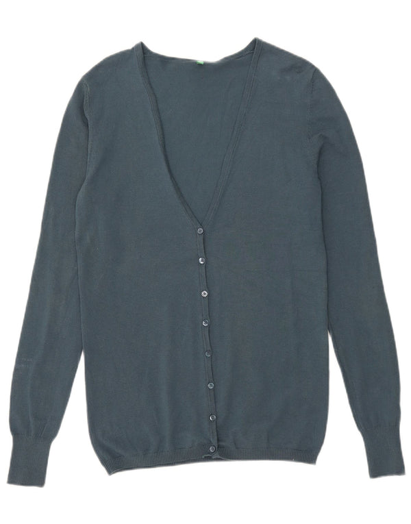 Benetton Womens Cardigan Sweater UK 14 Large Blue Cotton