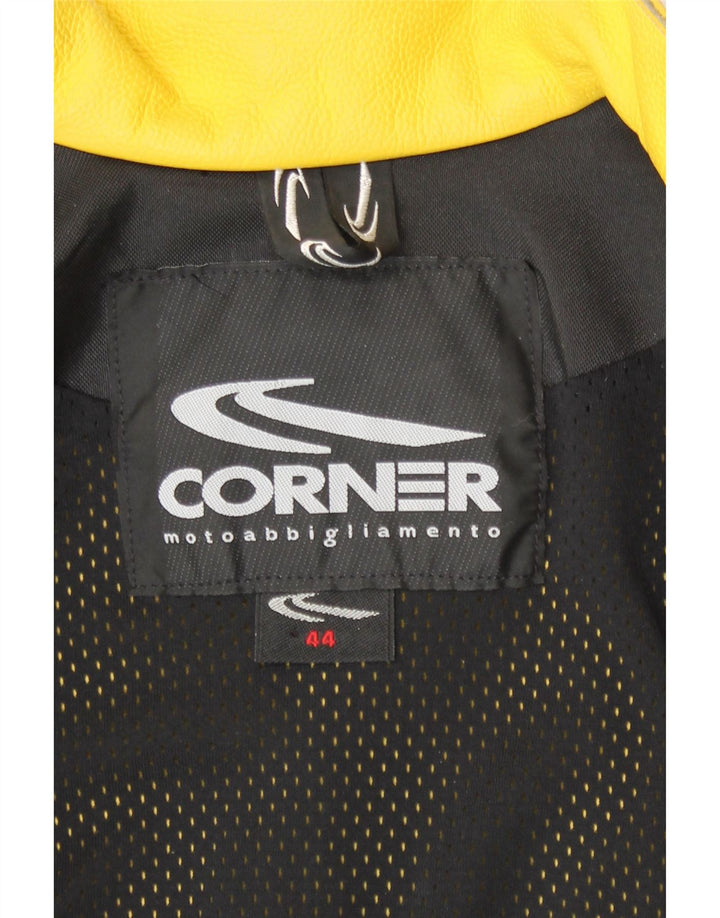 Chaqueta Biker De Cuero Para Mujer Corner IT 44 Cuero Amarillo Medio