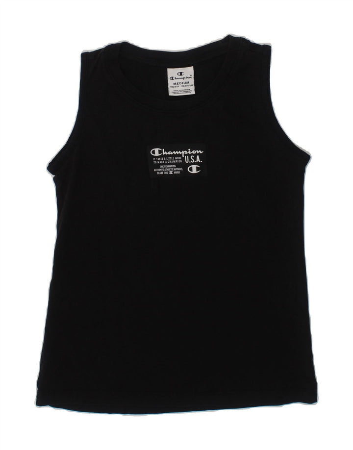 CHAMPION Boys Graphic Vest Top 9-10 Years Medium Black Cotton Vintage Champion and Second-Hand Champion from Messina Hembry 