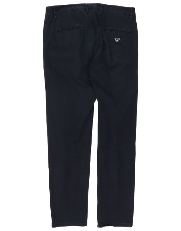 Armani Mens Pegged Chino Pantalones IT 48 Mediano W32 L30 Azul Marino Algodón