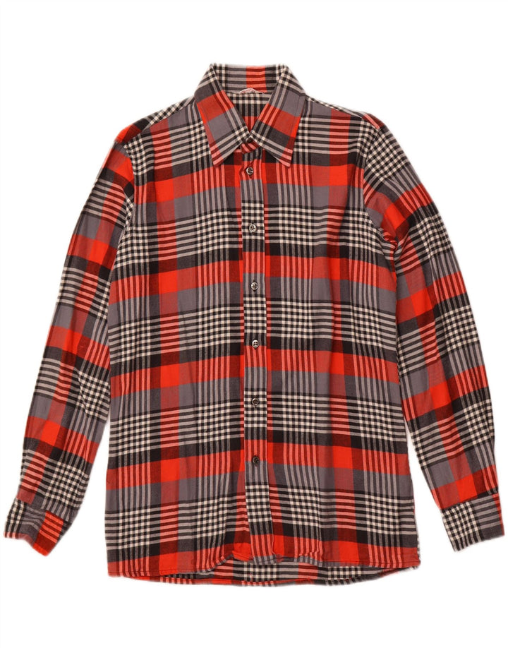 VINTAGE Camisa de franela para hombre Tamaño 15 3/4 40 Cheque rojo medio