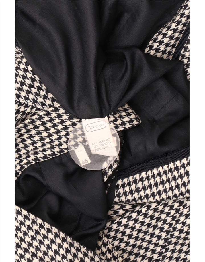 Vintage mujer 5 botones 2 piezas falda conjunto IT 46 grande W28 pata de gallo negro