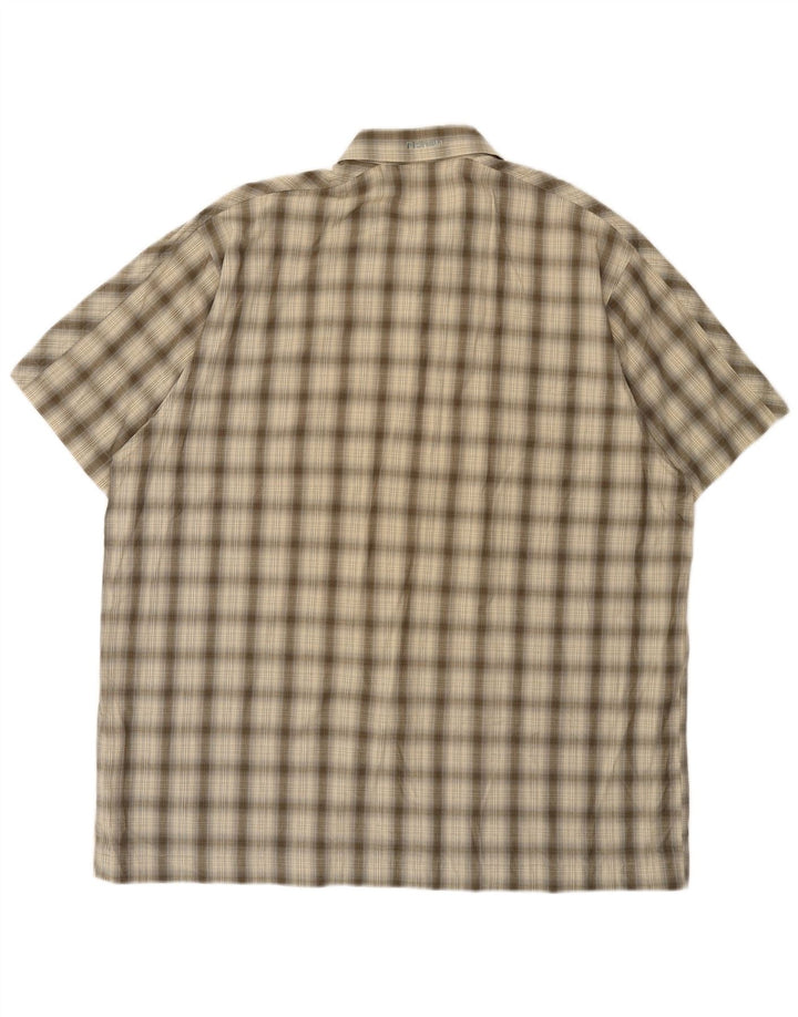 Rohan Hombre Camisa De Manga Corta De Algodón A Cuadros Caqui Grande