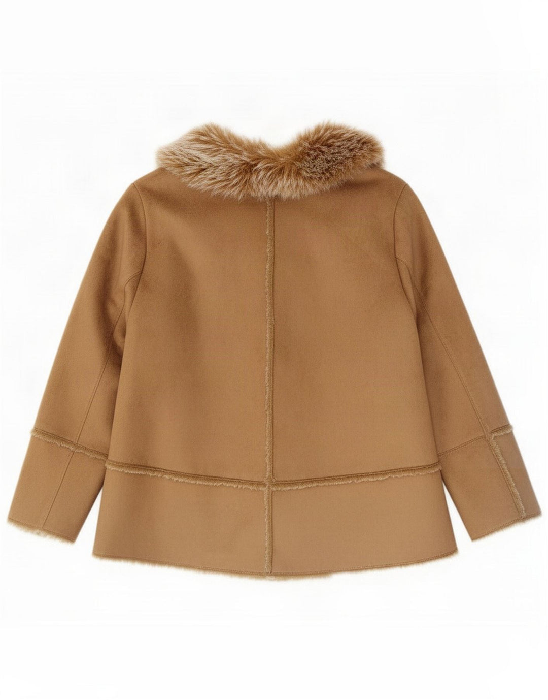 Chaqueta Sherpa abierta Essence para mujer UK 22 3XL Marrón Poliéster
