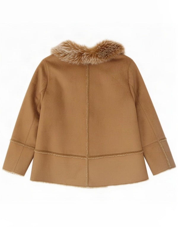 Chaqueta Sherpa abierta Essence para mujer UK 22 3XL Marrón Poliéster