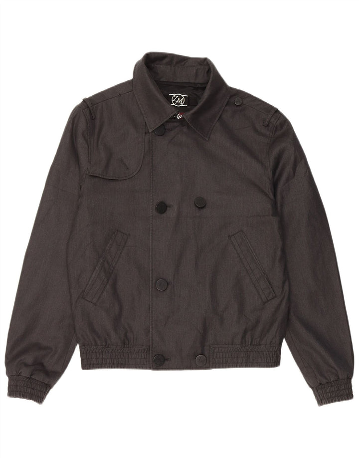 Zara Hombre Chaqueta Bomber De Doble Botonadura UK 38 Poliéster Gris Medio