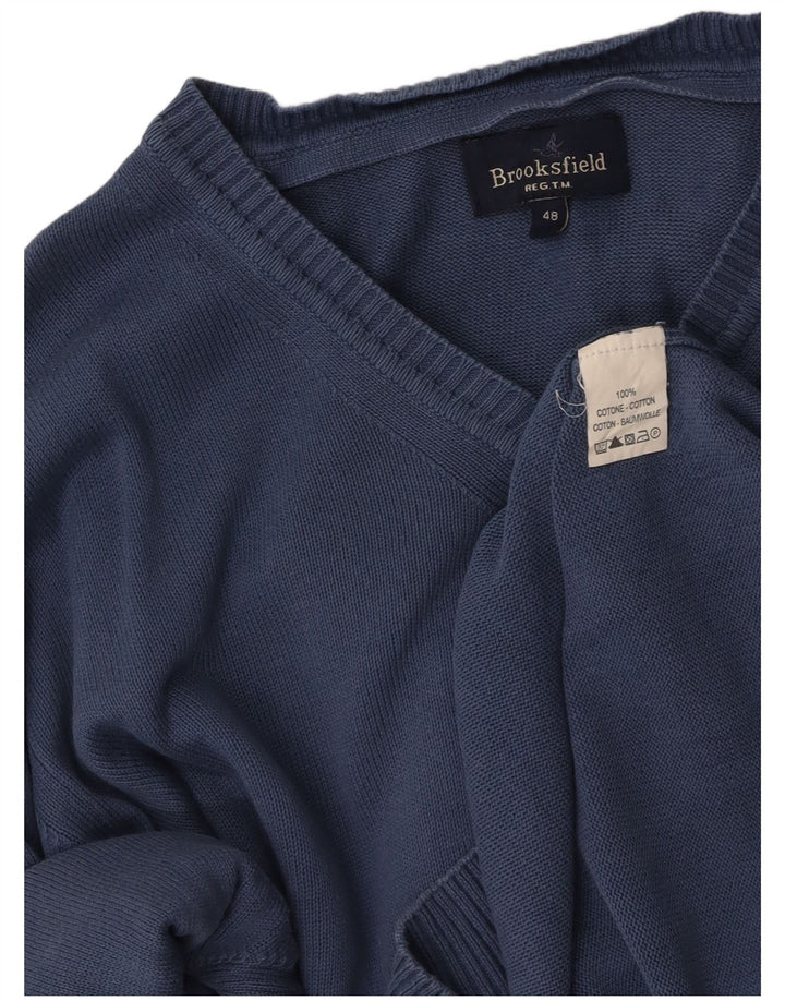 BROOKSFIELD Jersey holgado con cuello en V para hombre IT 48 Algodón azul medio