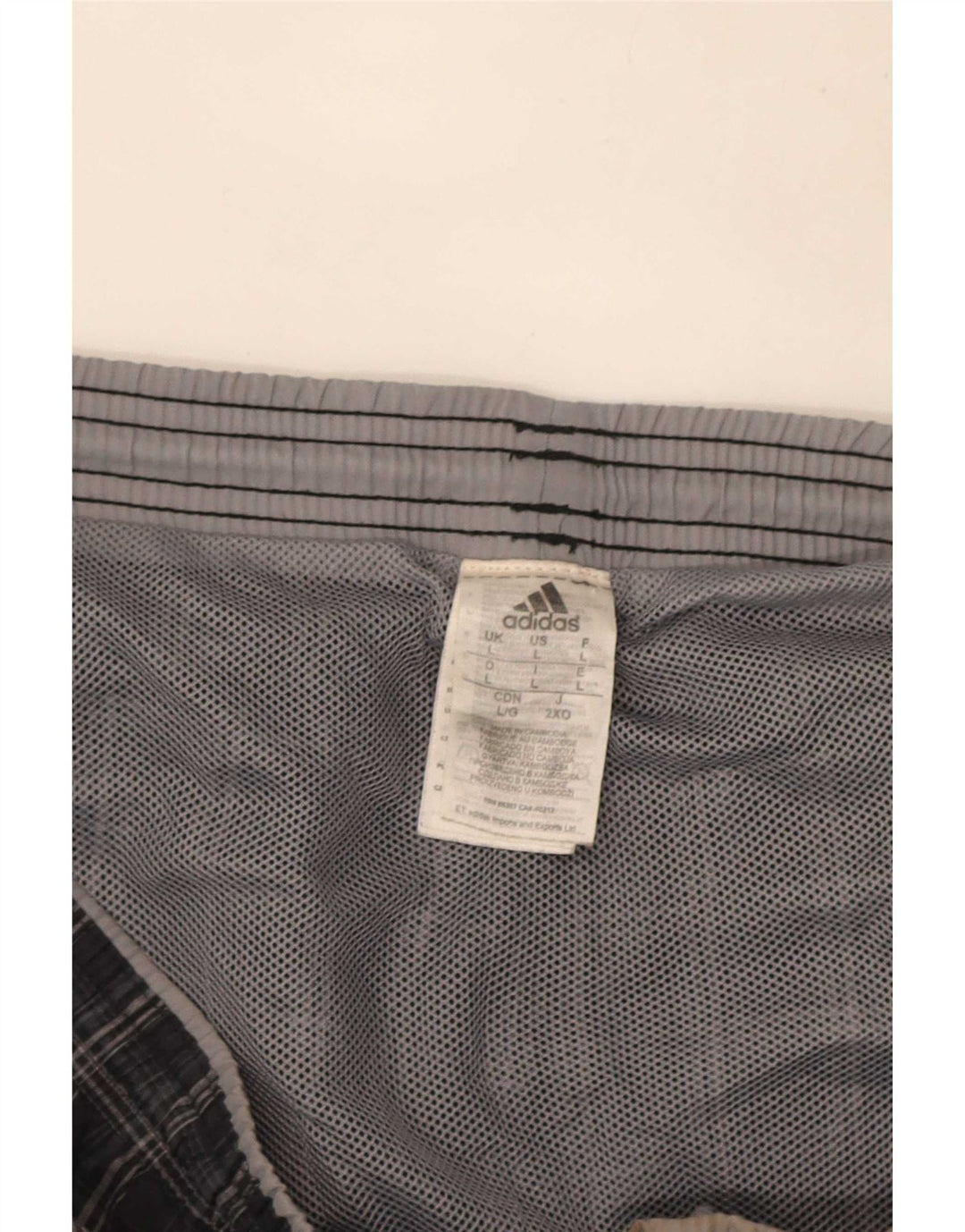 Adidas - Pantalones cortos deportivos para hombre, poliéster, cuadros grises grandes