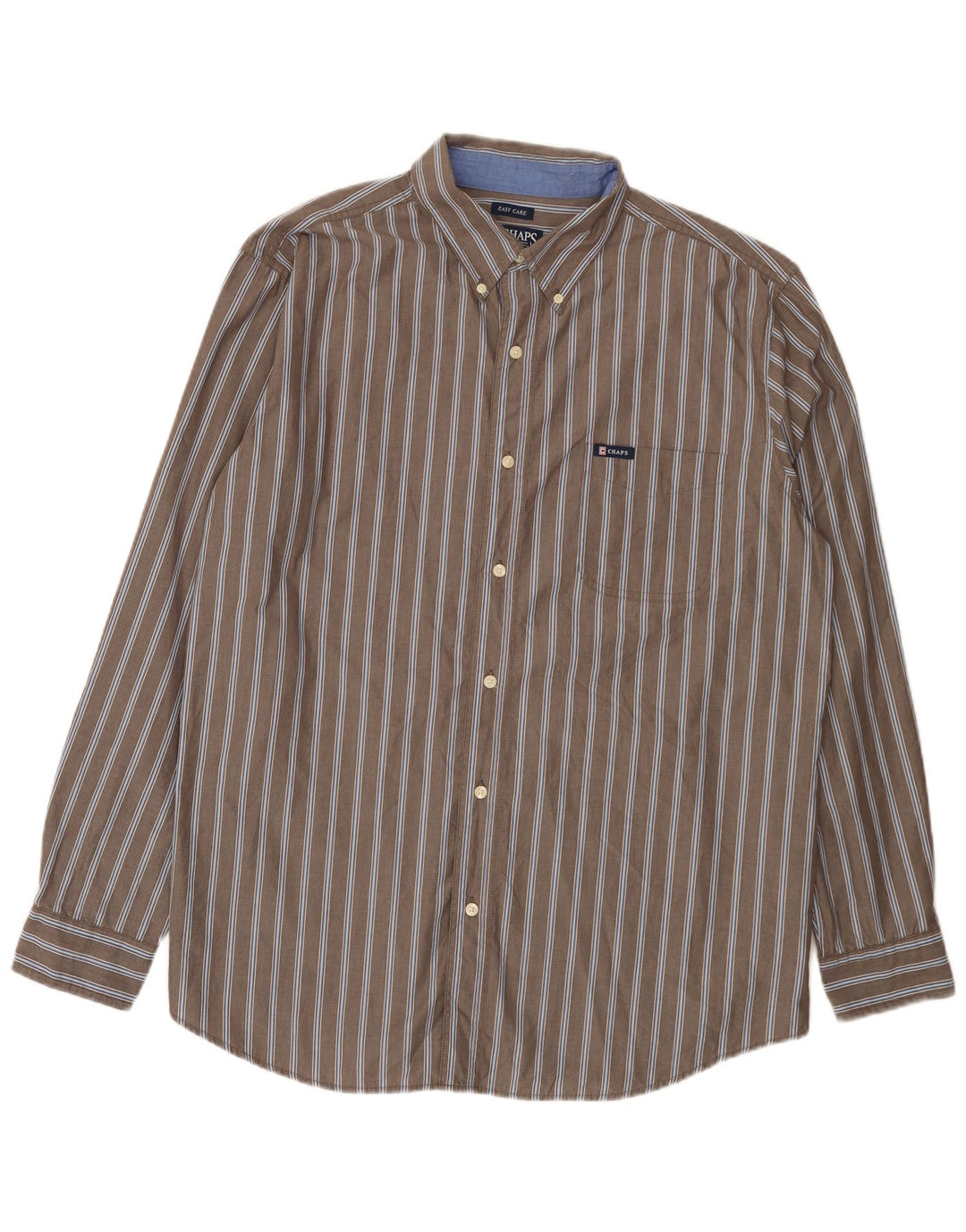 Chaps Camisa de fácil cuidado para hombre XL Gris Algodón a rayas
