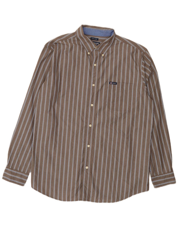 Chaps Camisa de fácil cuidado para hombre XL Gris Algodón a rayas