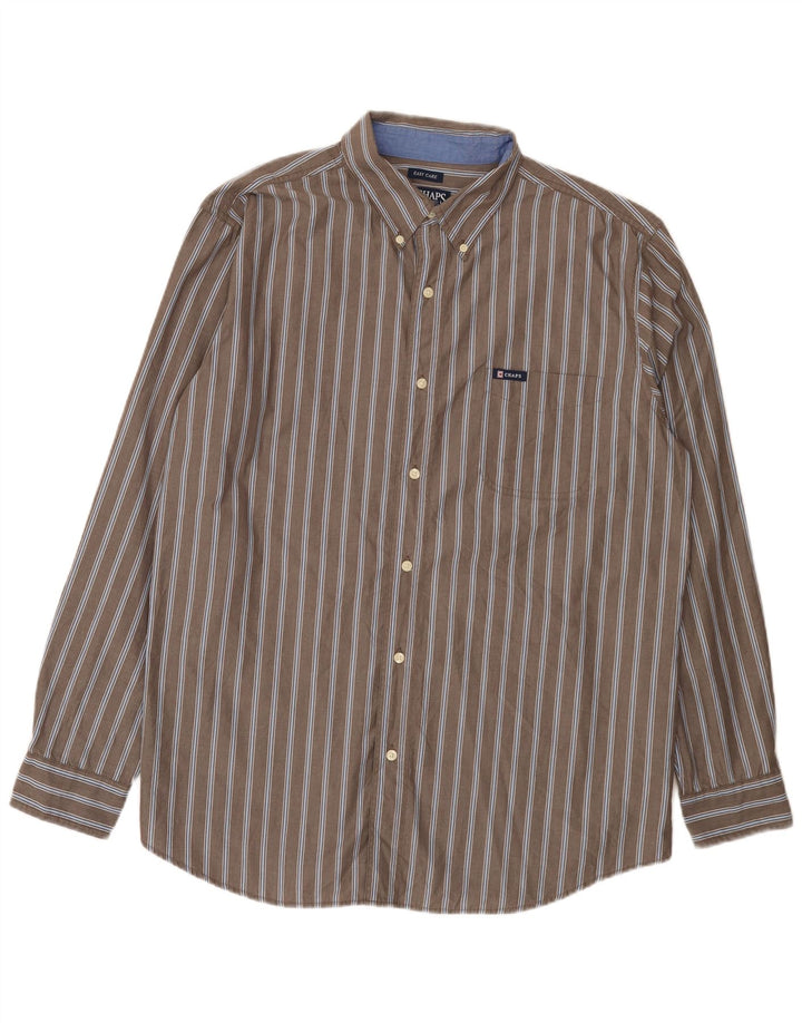 Chaps Camisa de fácil cuidado para hombre XL Gris Algodón a rayas