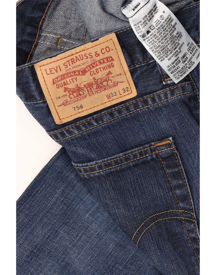 Levi's Jeans rectos desgastados 758 para hombre W32 L32 Algodón azul marino