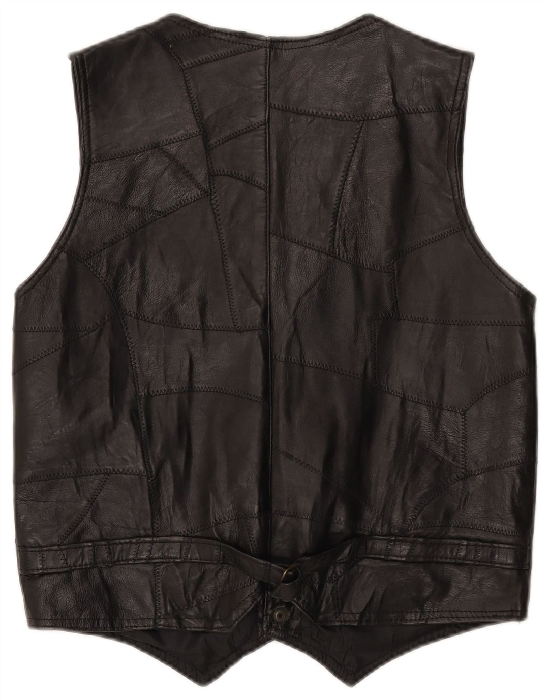 Chaleco de cuero vintage para hombre XL Patchwork negro