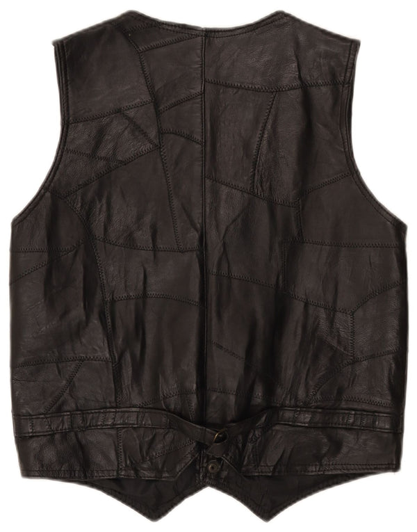 Chaleco de cuero vintage para hombre XL Patchwork negro
