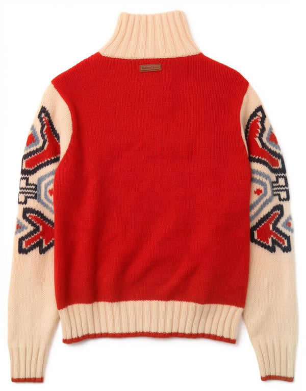 Marlboro Classics - Jersey para hombre con cuello y cremallera, color rojo pequeño, lana Fair Isle