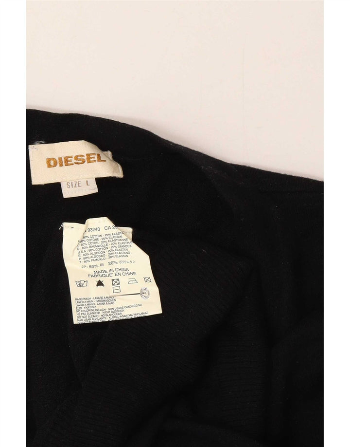 Diesel Hombre Cárdigan Suéter Grande Algodón Negro