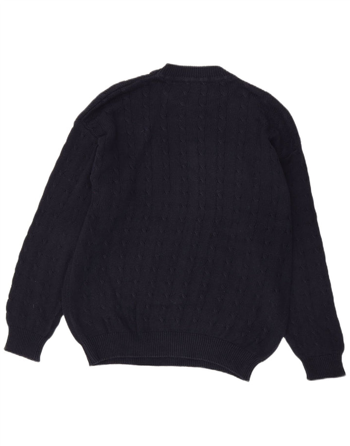 Benetton Jersey De Cuello Redondo Para Hombre Large Azul Marino Algodón