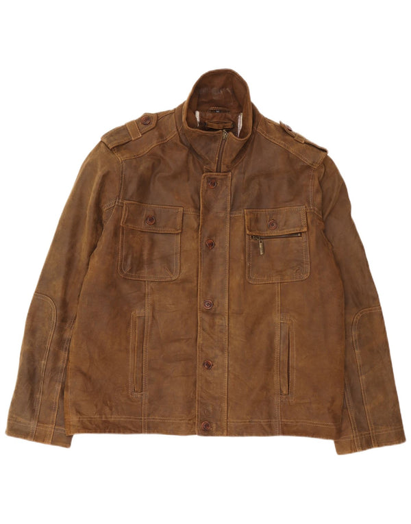 Engbers Chaqueta militar de ante para hombre IT 52 XL Cuero marrón