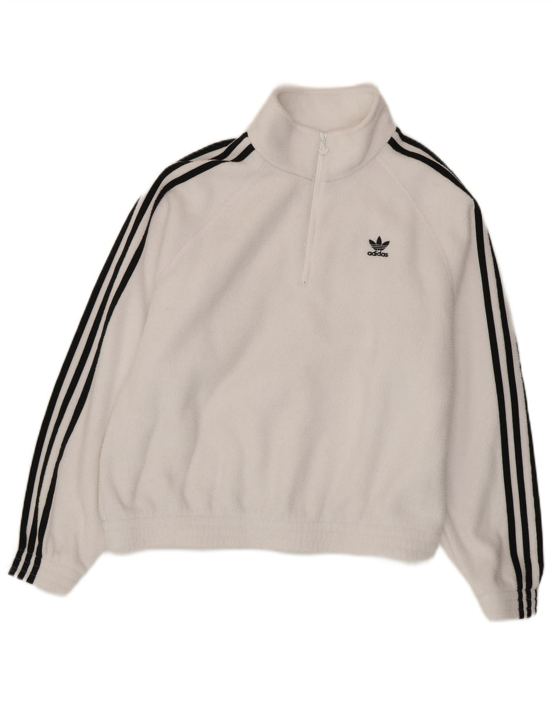 Adidas Jersey de forro polar con cuello y cremallera de gran tamaño para mujer UK 10 Small White Poliéster