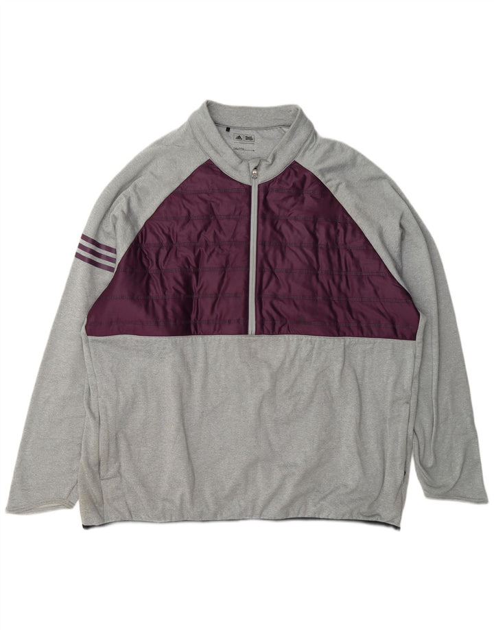 Adidas - Chándal con cremallera y cuello para hombre, talla 2XL, color gris, poliéster