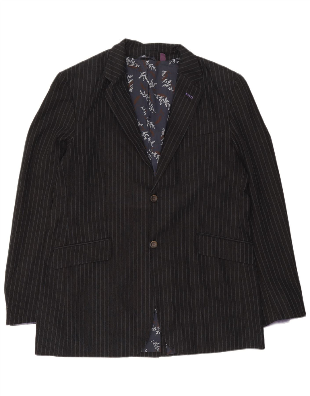 Ted Baker Chaqueta tipo blazer de 2 botones para hombre, talla 6, 2XL, algodón a rayas azul marino