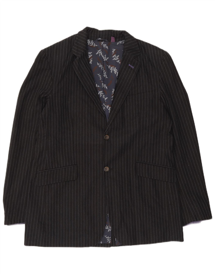 Ted Baker Chaqueta tipo blazer de 2 botones para hombre, talla 6, 2XL, algodón a rayas azul marino