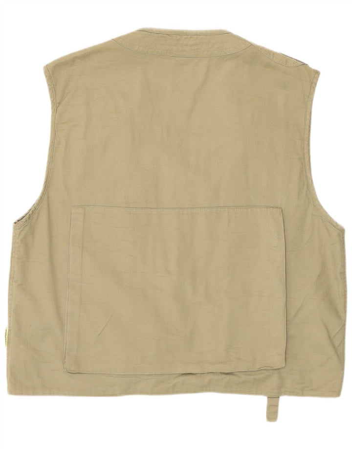 Vintage hombres utilitario gilet IT 50 algodón caqui grande