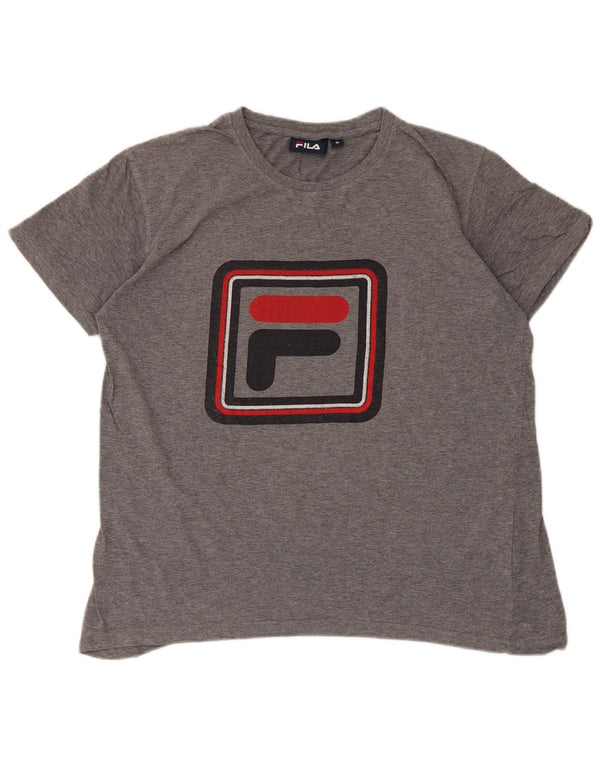 Fila Mens Graphic T-Shirt Top Medium Grey Flecked