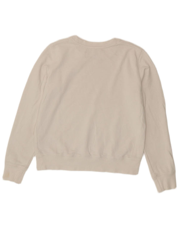 Calvin Klein Jeans Mujer Graphic Crop Sudadera Jumper UK 10 Small Blanco
